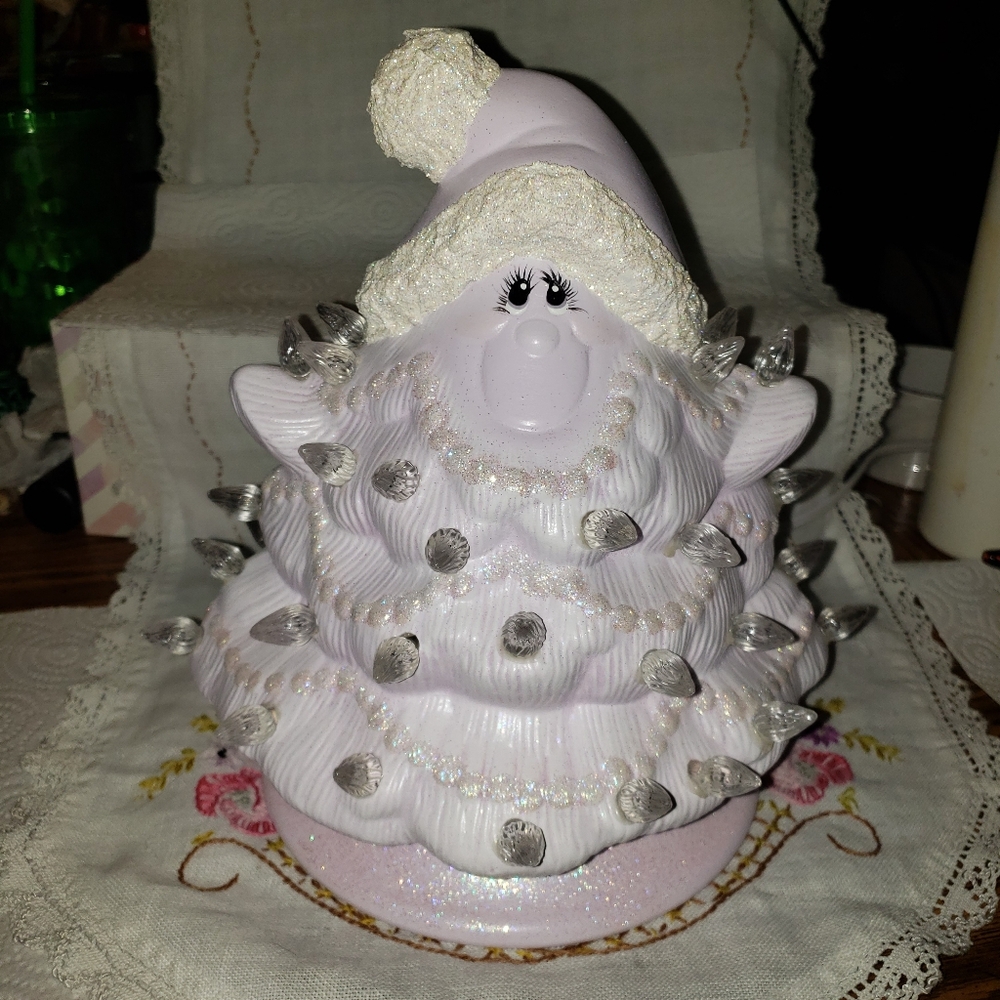 Stunning Vintage Soft Pastel Lavender "Smiley" Ceramic Tree Handmade By Me